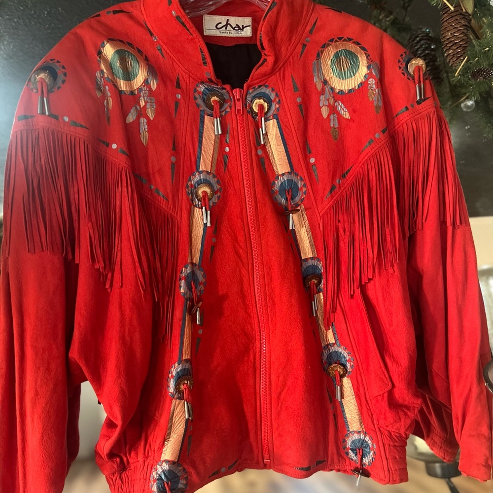 Vintage Char western Suede fringe bomber jacket